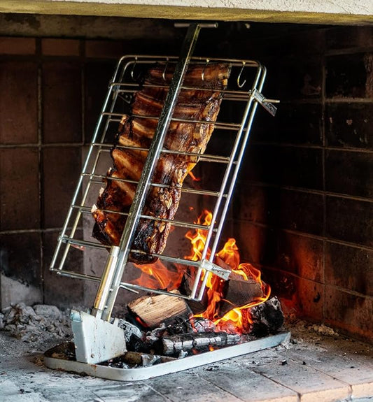 Argentine Asador Criollo Estaca with Adjustable Base, Asado a la Cruz, BBQ Grill, Robust Design, Perfect for Carne Asada, Outdoor Cooking, Includes Rotatable Cross, Durable Iron Construction