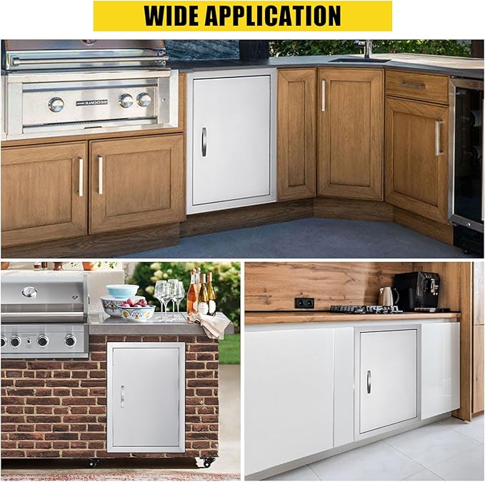 GarveeLife BBQ Access Door 17W x 24H Inch,Outdoor Kitchen Doors with Weatherproof 304 Stainless Steel Built in Single Access Doors for Outside Kitchen Commercial Grilling BBQ Island Barbeque Station S