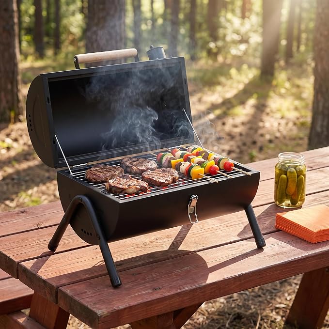 Charcoal Grills, Portable Charcoal Grills with Carry Bag & Double-Sided Design, Barbecue Grill for Outdoor Backyard