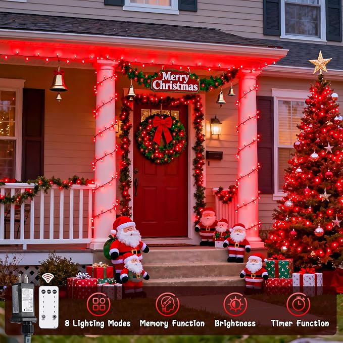 JMEXSUSS 400 LED Red Halloween Lights Outdoor Plug in | 132ft Halloween String Lights with Remote, 8 Modes Red Christmas Lights for Tree Garden House Xmas Halloween Decorations