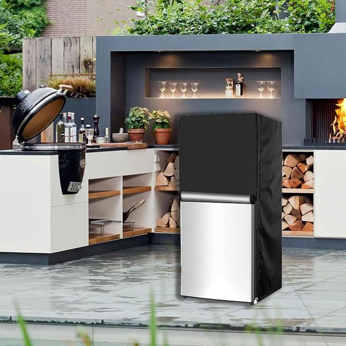 Mini Refrigerator Cover 21''W x 21''D x 46''H,Suitable for 4.0-4.5 Cu.Ft Mini Fridge/Small Refrigerator, 600D Oxford Washable, Reusable, Front can be opened, Black
