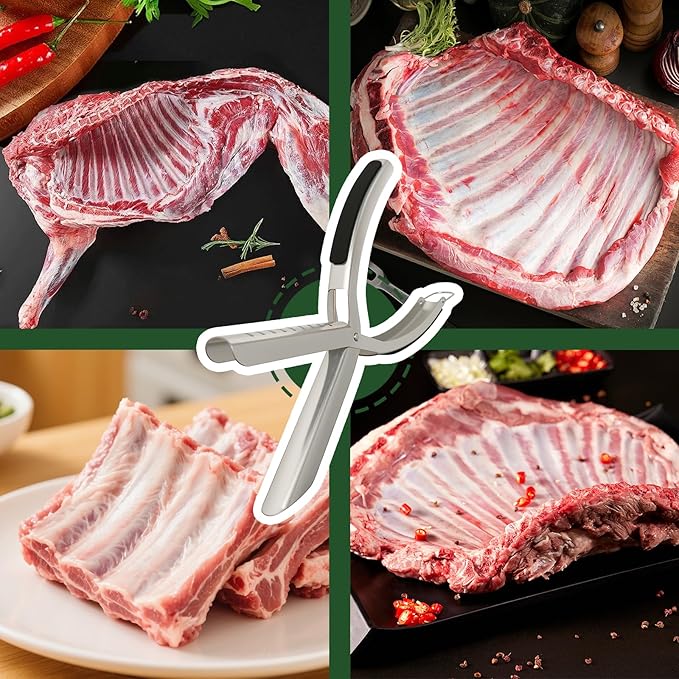 BBQ Rib Skinner, Stainless Steel Rib Membrane Remover Tool with Ergonomic Non-Slip Grip for Effortless Removal, Dishwasher Safe for BBQ Enthusiasts & Chefs Equipped with 1 Brush