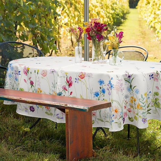 Zipper Tablecloth with Umbrella Hole for Patio Table, Waterproof Polyester Outdoor Table Cover, Easy Install Split Design, Wind Resistant, Multiple Patterns for Picnic, BBQ & Garden