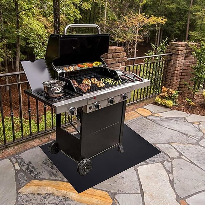 MDEOOSKY 48" x 30" Fireproof Mat Under Grill Mat Deck Protector Fire Pit Mat Oil-Proof Waterproof BBQ Protector for Deck and Patio Easy to Clean Storage Waterproof Foldable