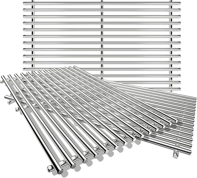 QuliMetal SUS304 9MM Grill Grates for Weber Genesis II E-410/E-415/E-435, Grill Parts for Genesis II/LX E-440 Series Gas Grills, 304 Stainless Steel Grill Grates Parts for Weber GS4 66089 66097