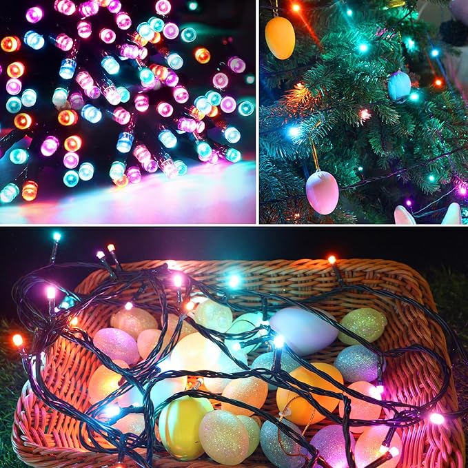 Pooqla Easter String Lights Battery Powered, 4 Pack Total 66.6 FT 200 LED Colorful Pastel String Lights for Indoor Outdoor Decoration, Twinkle Fairy Light for Home Party Room Garden Party Décor