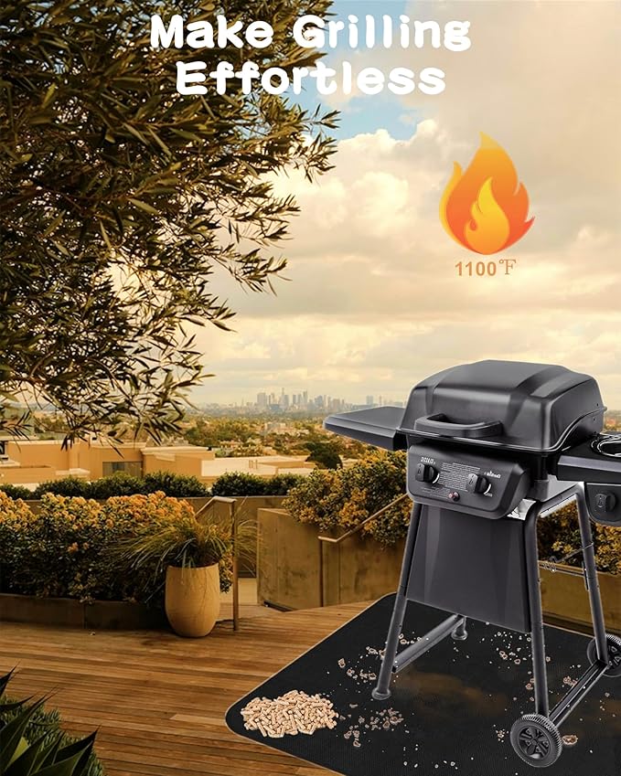 Falezern Large 70 X 48 Inches Under Grill Mat for Outdoor Grill Deck Protector, Double-Sided Fireproof Mat for Under Fire Pit, Waterproof, Oil-Proof and Non-Slip BBQ Grill Floor Mat