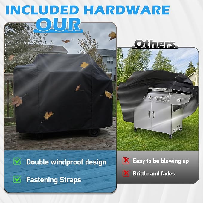 Utheer 600D Waterproof Grill Cover for Pit Boss 850 1300 1250 Series | Fits PB850FB2 PB850M PB1300M PB1250CS Wood Pellet Grills, Replaces 40454, No Folding Side Shelf, 57.9 x 27.6 x 43.3 in