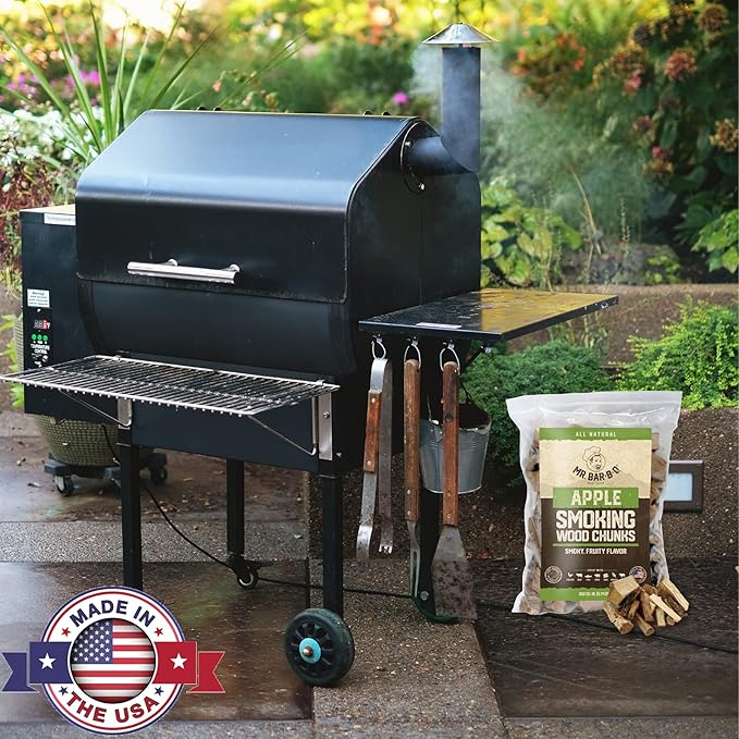 3.5 Lb. Bag Apple Wood Chunks by Mr. Bar-B-Q, Fruity Apple Flavor for Smoking, Outdoor Grilling, Backyard BBQ, Campfire, Wood Chunks for Smokers, Alternative for Charcoal Briquettes, Can be Use on Gas