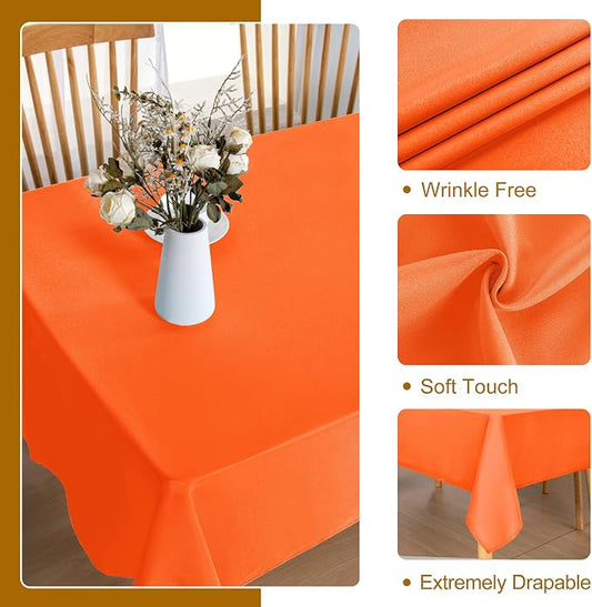 DWCN Rectangle Fall Tablecloth - Halloween Decorations Waterproof Stain and Wrinkle Resistant Table Cloth Cover for Kitchen Dining Room Party and Outdoor Use, Pumpkin Orange, 54 x 80 Inch