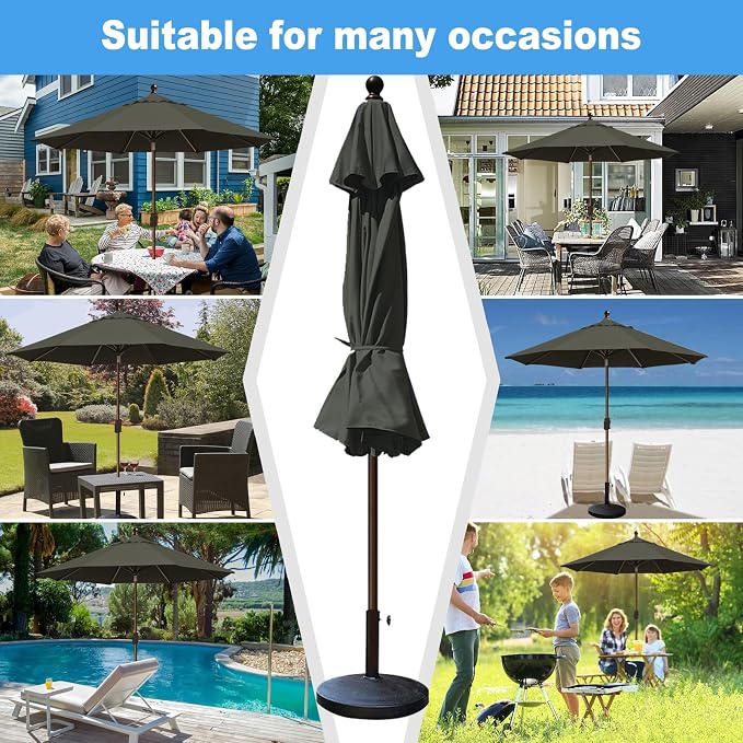 Eurmax USA 10-Year-Non-Fading 10FT Outdoor Patio Market Umbrella,UPF50+ UV Resistant Sun Shade,Heavy Duty Commercial Grade,Crank Lift&Tilt,Windproof Vented Top for Garden,Pool,Deck,Charcoal