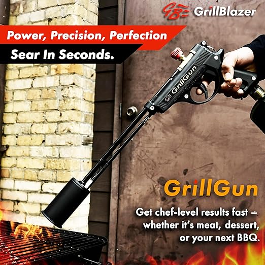 Grillblazer GrillGun Handheld Propane Charcoal Torch โ 400,000+ BTU Flame Torch for Instant Charcoal Ignition, Outdoor Cooking, Firepits, Camping, BBQ โ Portable High-Power Blowtorch With Stand