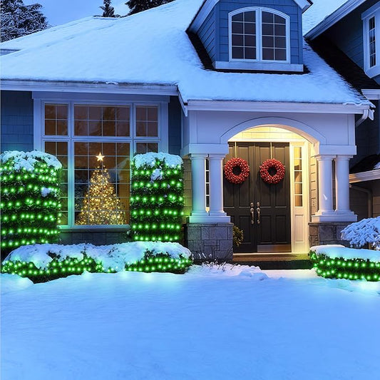 BlcTec Outdoor Christmas Lights 360 LED 9.8ft x 6.6ft Christmas Net Lights with 8 Modes, UL Certified, Timer, Connectable, Waterproof for Trees, Bushes, Shrub, Yard Outdoor Xmas Decorations, Green