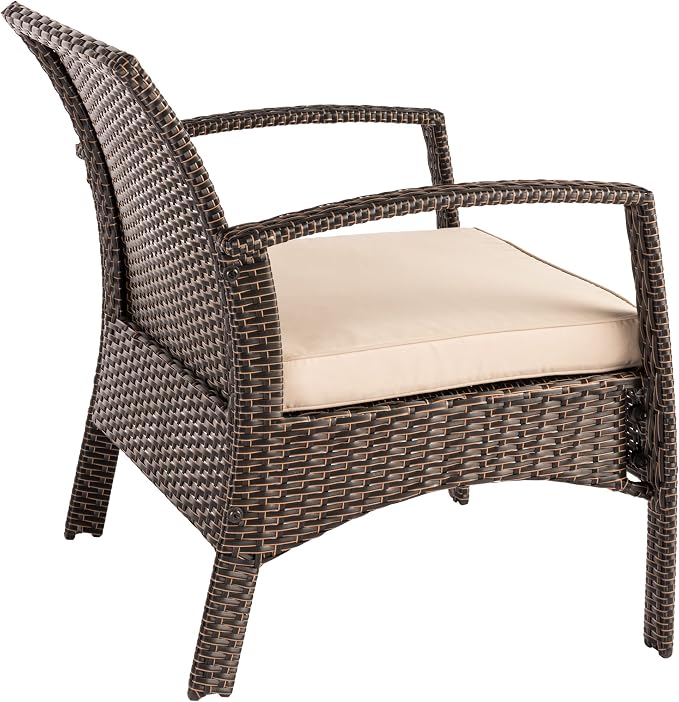Patio Sense Bondi Wicker Outdoor Armchair Lounge Chair, Mocha
