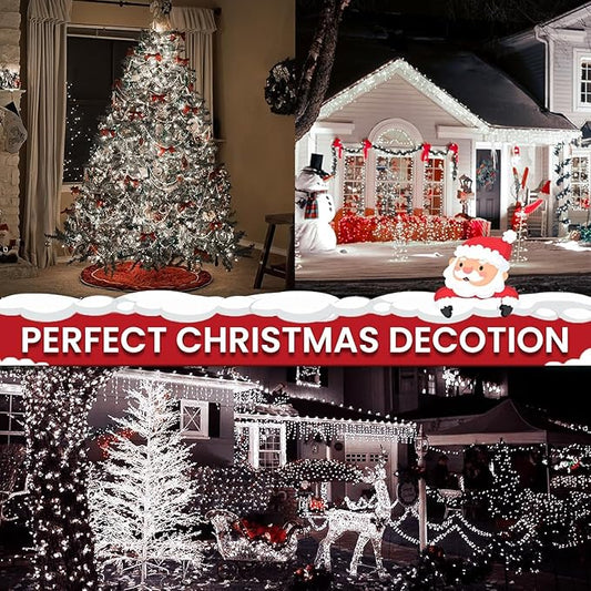BHCLIGHT Extra-Long 165FT 500LED Christmas String Lights Outdoor/Indoor, Timer & Memory & 13 Modes, Cool White String Lights Waterproof Green Wire Tree Lights for Xmas Holiday Party