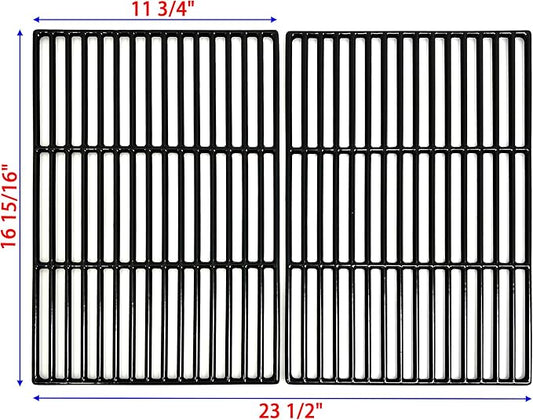 DC103 Cast Iron Cooking grid Porcelain Coated 11 3/4 x 16 15/16" fits for Brinkmann 810-2500, 810-2500-0, Pro Series 2500/2600, Grill Chefs, Grill Zone and other Gas Grills, Set of 2