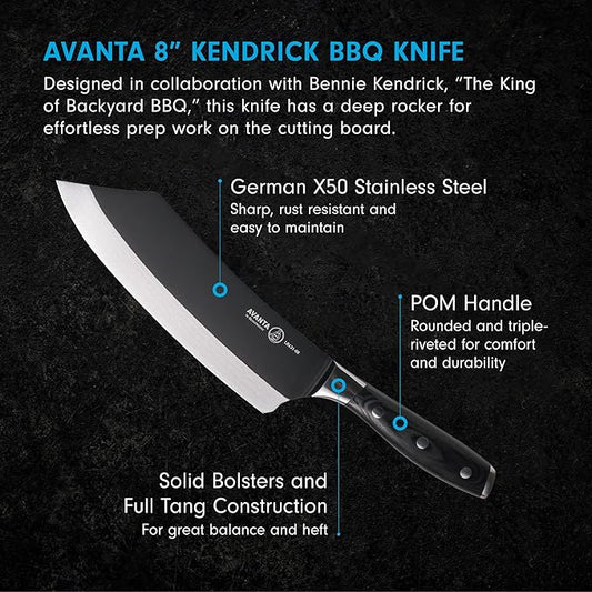 Messermeister Avanta Forged 8” Kendrick BBQ Knife - German X50 Stainless Steel - Rust Resistant & Easy to Maintain
