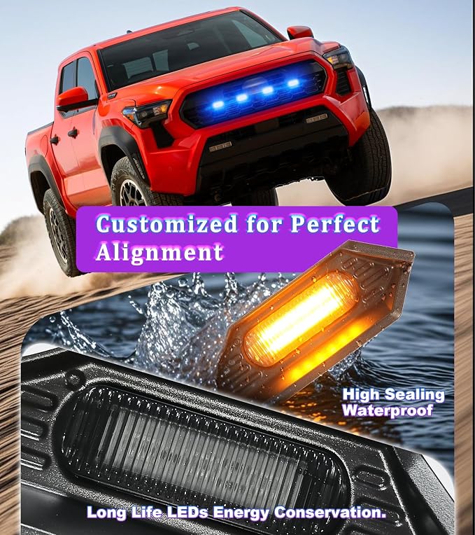 RGB Grille Lights + No-Drill Mud Flaps Combo for Toyota Tacoma 2024-2025 TRD Off-Road