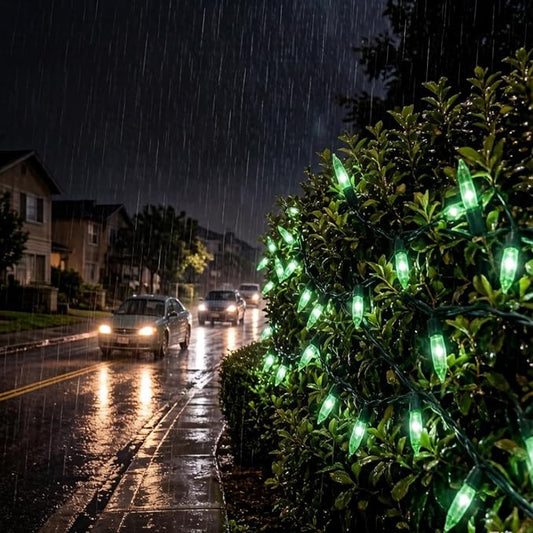 100 LED Green Christmas Lights, UL Certified and Commercial Decorative Lighting String 35 Ft Green Wire, for Indoor Outdoor Christmas Trees, Patio, Trees.