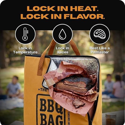 The Original BBQ Bag - Insulated BBQ Meat Resting Bag, Portable Barbecue Brisket Carry Bag with Butcher Paper, Washable Thermal Storage for Transporting Smoked Meats