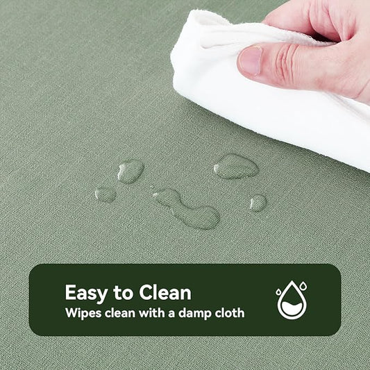 Romanstile 100% Waterproof PVC Tablecloth Square, Oil Spill Proof Stain Resistant Vinyl Table Cloth, Wipe Clean Plastic Table Covers for Kitchen/Dining/Parties - 54 x 54 Inch, Sage Green