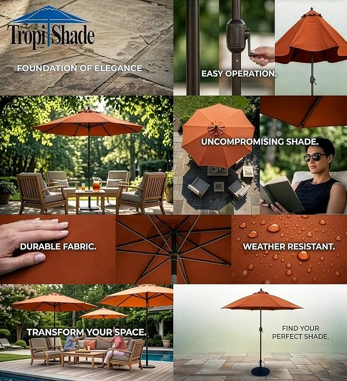 9 ft Umbrella with Terra Cotta Color Polyester Cover