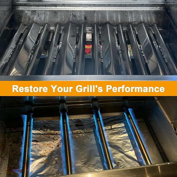 BBQ-PLUS Grill Replacement Parts for Napoleon LEX 485, Mirage 485, Built-in LEX 485, Lifestyle 485, Cooking Grates Heat Plates Burner Tubes Kit for Napoleon Grill Accessories, Stainless Steel