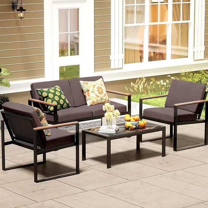 8Pcs Patio Cushion Covers, Outdoor Stretch Cushion Covers, Washable | Stretch Fit, Replacement, Washable and Reusable Furniture Protectors, Fits most patio furniture cushion covers, Cover Only