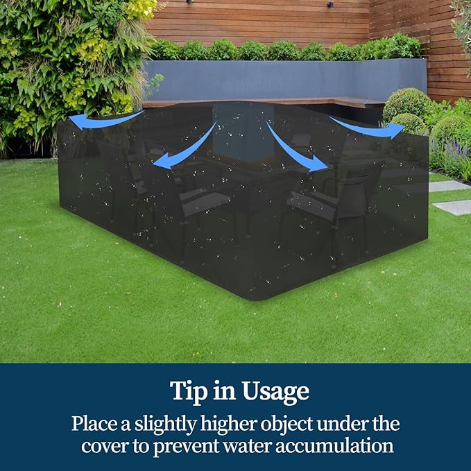 Easy-Going Square Patio Furniture Cover Waterproof Outdoor Dining Table and Chair Cover Anti-UV Outside Sectional Sofa Set Covers (84"L x 84"W x 28"H, Black)