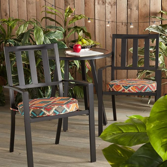 Greendale Home Fashions Outdoor 18-inch Round Reversible Seat Cushion, 2-Pack, Aztec 2 Count