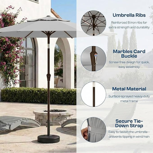 Patio Umbrella, 2 Tier Outdoor Table Umbrella, Large Vented Market Umbrellas with Push Button Tilt and Crank, 8 Sturdy Ribs for Backyard, Deck, Pool, UPF50+ UV Protection
