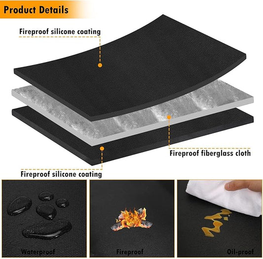 26x46inch Fireproof Hearth Mats for Fireplaces Fire Resistant Rectangle Fire Pit Mat,Fireproof Grill Pads,Under Grill Mat for Outdoor Charcoal, Smokers, Gas Grills, Deck and Patio Protective Mats