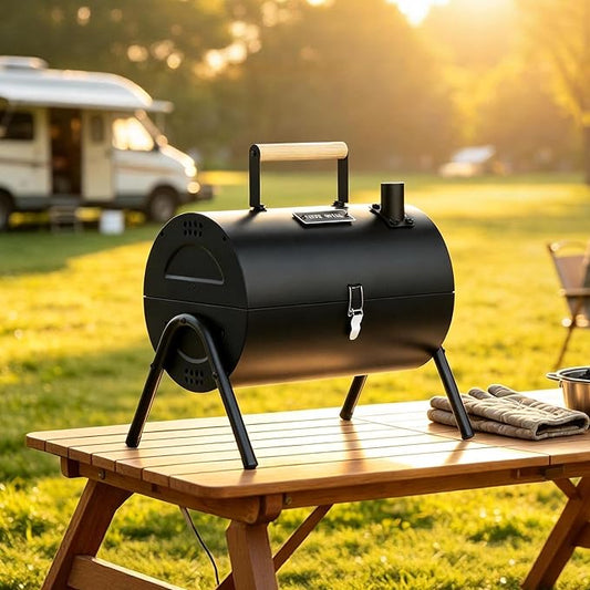 KEYO GRILL Portable Charcoal Grill, 2 IN 1 Double-Sided Small Tabletop Barbecue Grill with Enameled Baking Dish, Heavy Duty small charcoal grill for Outdoor Camping BBQ Grilling Backyard Party Cooking