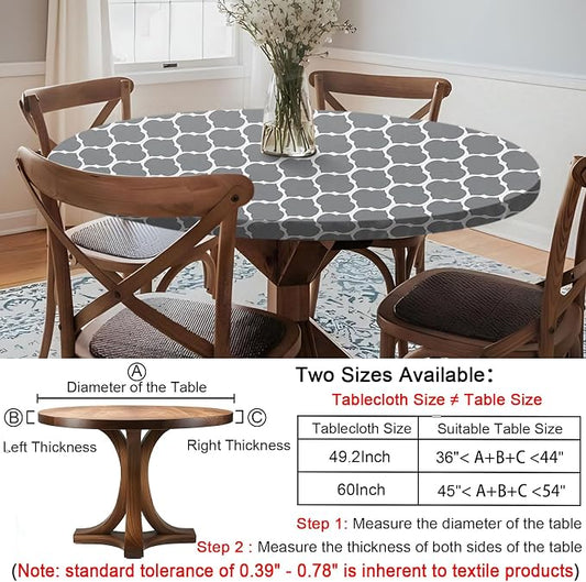 opstellen Fitted Round Tablecloth Waterproof Table Cloth Vinyl Indoor Outdoor Circle Cover for 36-44" Tables Dining Kitchen Apartment Home Party Gear Gifts Summer Fall Patio Picnic Camping Essentials