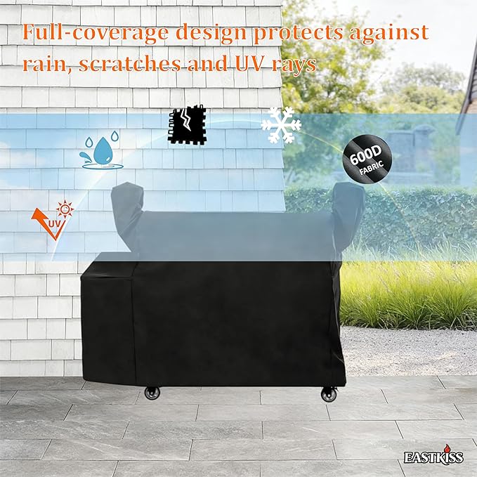 Grill Cover for Recteq DualFire 1200 & Rec Tec 1200 Wood Pellet Grill - Heavy Duty Waterproof Fade Resistant Pellet Grill Cover with Locking Drawstring for Rectec Dual Fire 1200 Grill Accessories