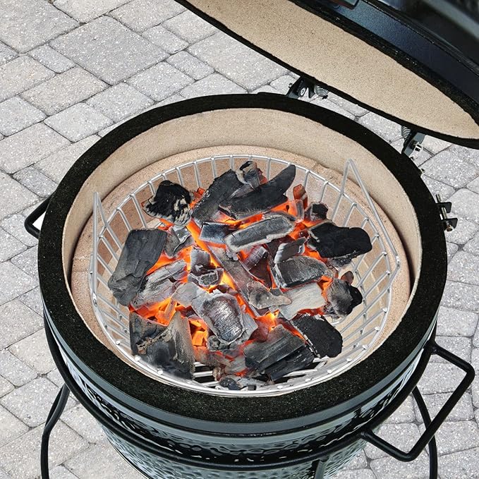 Charcoal Ash Basket for Large Big Green Egg, Kamado Classic, Pit Boss, Louisiana Grills, Primo Kamado and Large Grill Dome - Heavy Duty Stainless Steel