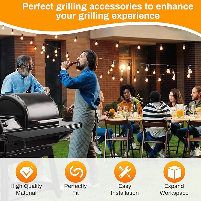 Small Pop-Lock Front Rack for Traeger P.A.L. Series,(26.25" x 10"), Universal Heavy-Duty Steel Grill Shelf, Fit for Traeger Woodridge Pro Accessory