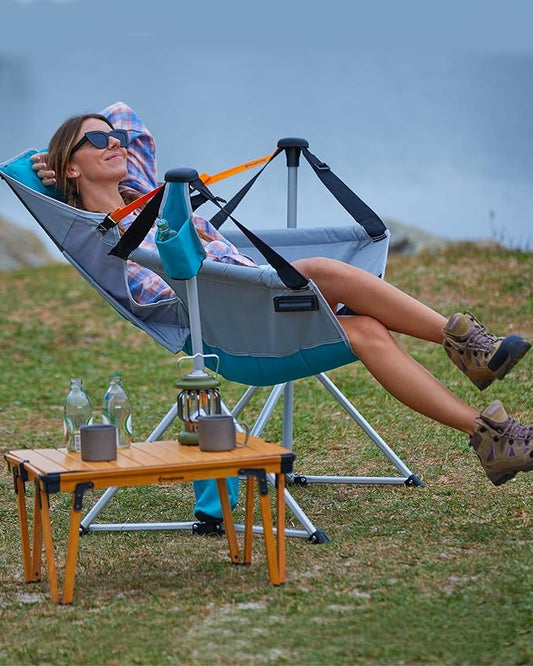 KingCamp Hammock Camping Chair, Swinging Portable Camp Chairs for Adults, 400lbs Heavy Duty Oversized Folding Rocking Chair with Adjustable Recline, Aluminum Alloy Frame for Outdoor Patio Beach Sport