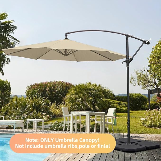 10ft Patio Umbrella Replacement Canopy for 8 ribs, Fits Hanging Offset Cantilever Market Outdoor Patio Shades,Canopy Only