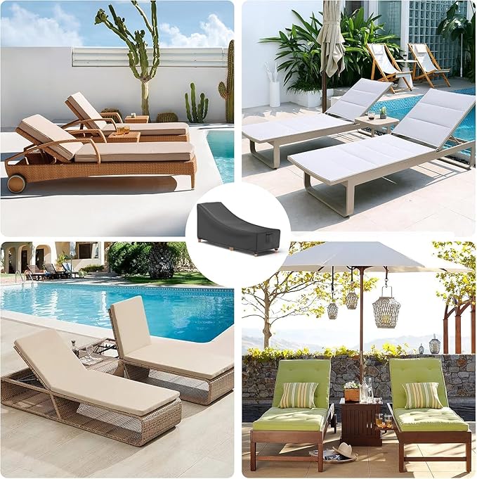Mrrihand Chaise Lounge Cover, Patio Furniture Covers, Patio Lounge Chair Cover Waterproof and UV Resistant, Heavy Duty Outdoor Furniture Covers with Air Vent 2 Pack - 76L x 32W x 32H inch