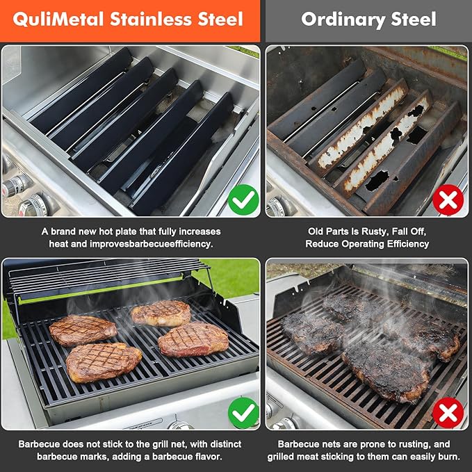 Grill Parts for Weber Genesis 300 (2011-2016 Front Control) – Cast Iron Genesis Grill Grates, 304 Stainless Burner Tubes, 17.5" Flavorizer Bars + Igniter Kit, Fits Genesis E310 E320 E330 S310 S330