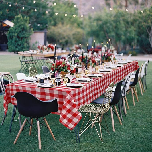 Hiasan Checkered Tablecloth Square, 30 x 30 Inch - Waterproof and Wrinkle Resistant Table Cloth for Picnic, Dinner and Party, Washable Polyester Fabric, Red and White Gingham Pattern