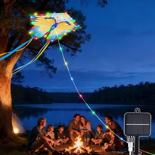 Toodour Solar Butterfly Lights Outdoor, 2.9Ft 174 LED Waterproof Kite Butterfly Garden Decor, 8 Modes Multicolor Solar Garden Lights for Home Yard Patio Camping Decor- Blue & Yellow Butterfly