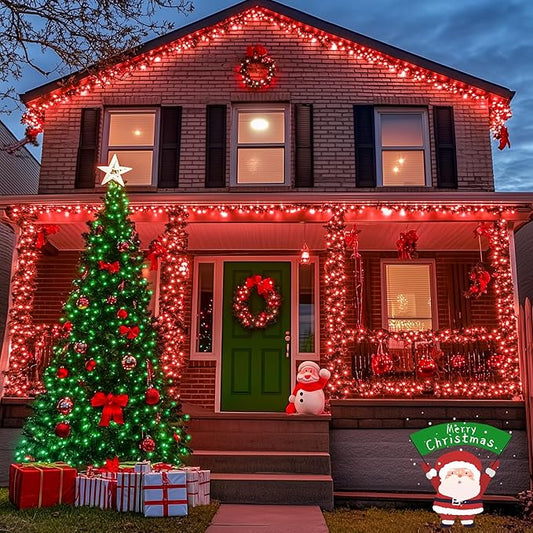 JMEXSUSS Green Wire LED Christmas String Lights, Red to Green, 250 LED