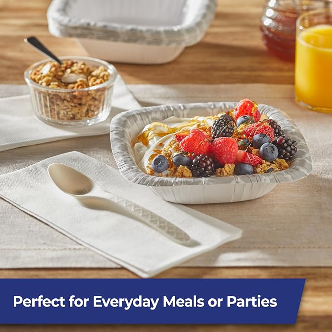 Hefty ECOSAVE Compostable Spoons, 24ct | Compostable Disposable Spoons for BBQs, Tailgates, Camping, and Parties, Strong and Durable Construction, Sustainable Design