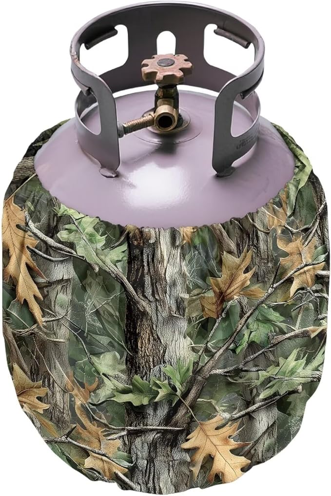 Camo Propane Tank Cover 20lb Heavy Duty Gas Cover Fits Standard 20 lb Tank Cylinder Easily Slips onto Your Propane Tank Outdoor Grill Accessories Hunting Pattern
