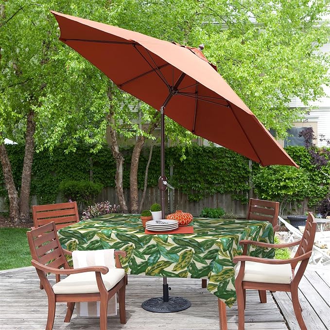 LVTXIII Rectangle Outdoor Tablecloth with Umbrella Hole and Zipper, Water-Repellent 60 x 84 Inch Patio Table Cover for Picnic, Garden, Backyard Dining, Lush Leaf Jungle