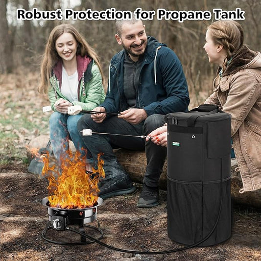 Propane Tank Cover Bag 30lb, WITSTEP Heavy Duty Propane Tank Cover Carrier Bag with Side Flip Flap and 4 Ventilated Holes, Water & Wear Resistant Propane Cylinder Storage Bag for Home & Outdoor Use