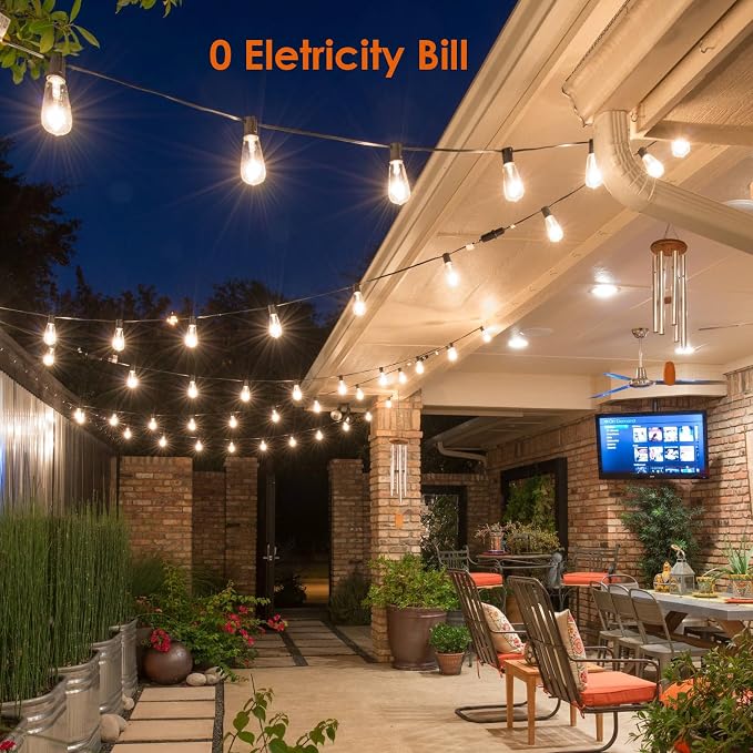 Bdrofn 120FT Solar String Lights Outdoor,Solar Patio Lights Waterproof with Remote & 40+2 Dimmable ST38 Shatterproof LED Bulbs,Commercial Grade Solar Powered String Lights for Outside