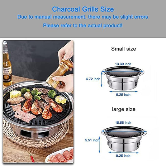 Multifunctional Charcoal Barbecue Grill, Portable Non-Stick Korean BBQ Grill, Tabletop Smoker Furnace Stove for Frying and Baking Outdoor Garden/S